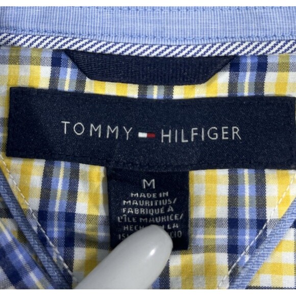 Tommy Hilfiger Men's Medium Yellow Plaid‎ Button Down Shirt - Picture 3 of 7
